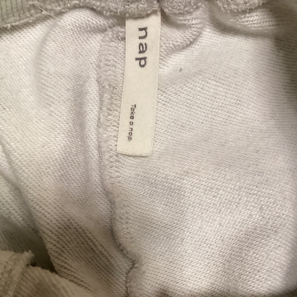 NAP‎ Take a Nap Light Gray Wide Leg Sweatpants Cropped Lounge Pants Small - Picture 4 of 6